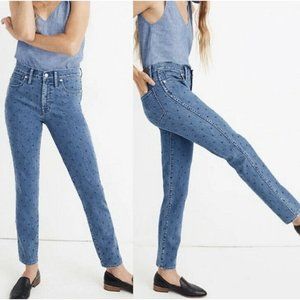 Women's Madewell Medium Wash Polka Dot Slim Straig